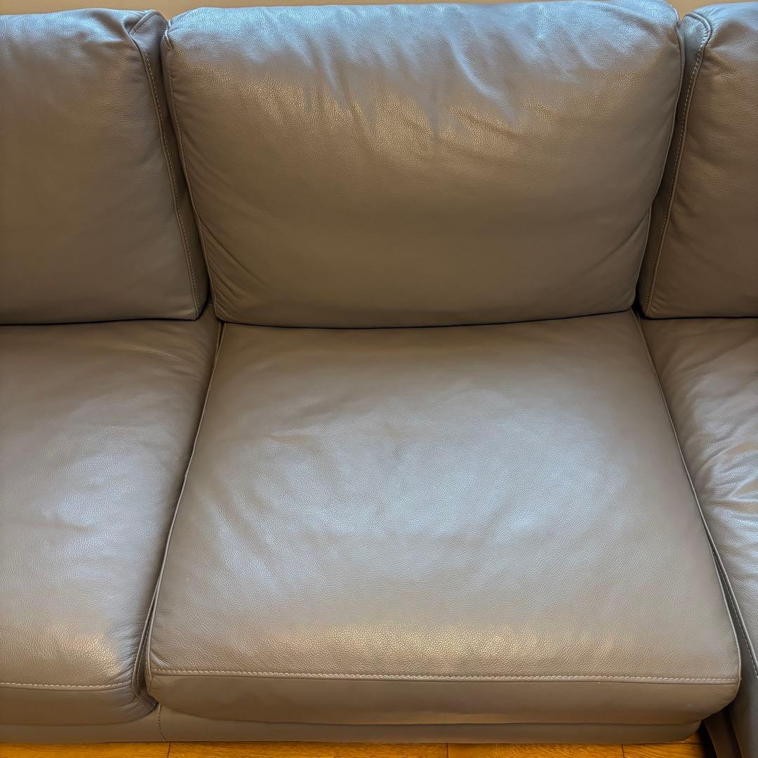 ACTUS 本革カウチソファ（five by five S5507 ）グレー