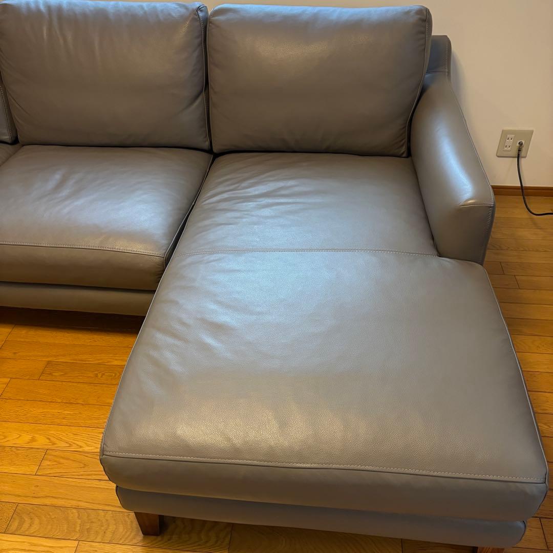 ACTUS 本革カウチソファ（five by five S5507 ）グレー