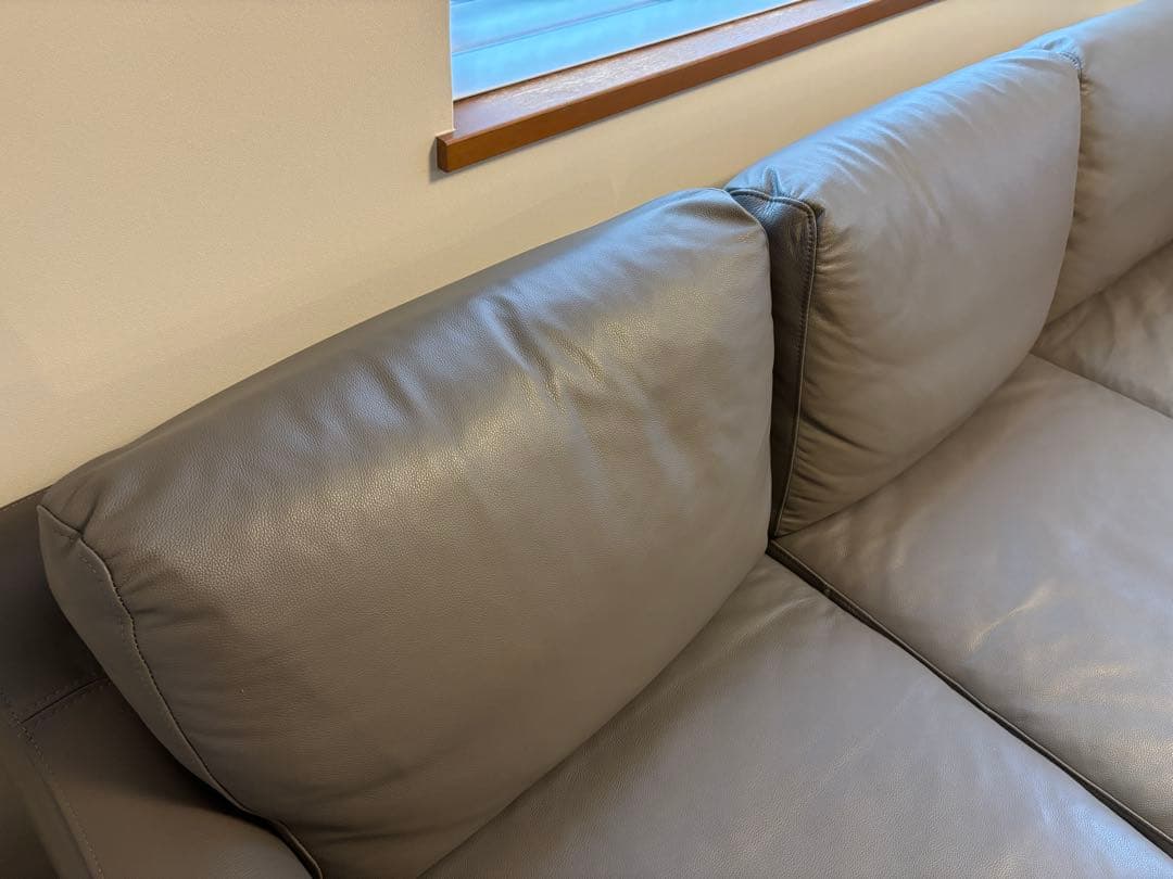 ACTUS 本革カウチソファ（five by five S5507 ）グレー