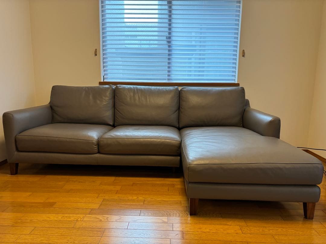 ACTUS 本革カウチソファ（five by five S5507 ）グレー