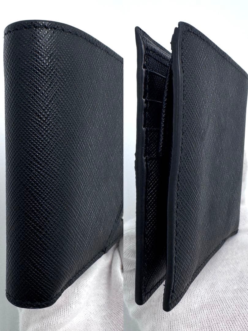 【美品】PRADA プラダ サフィアーノ 二つ折り財布 2M0738 ブラック