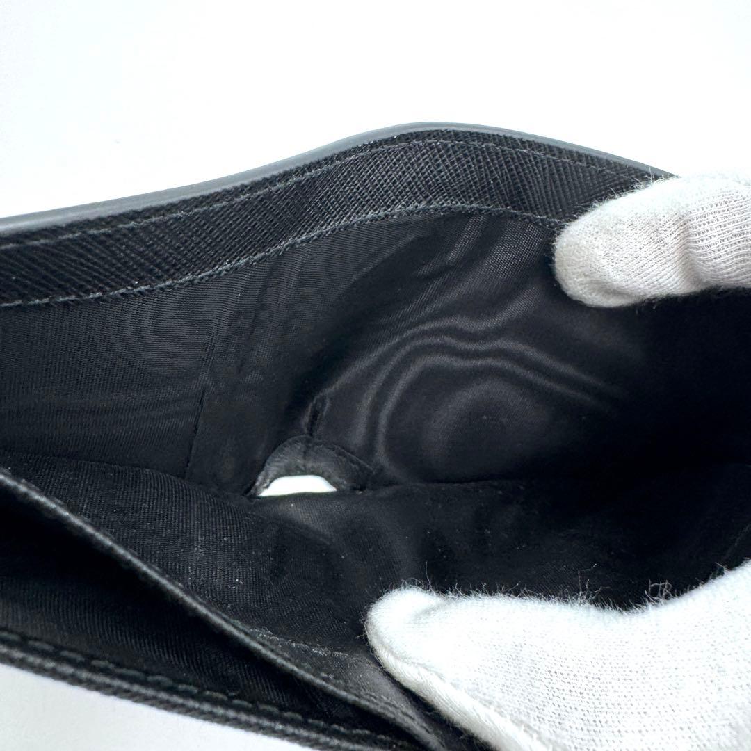 【美品】PRADA プラダ サフィアーノ 二つ折り財布 2M0738 ブラック