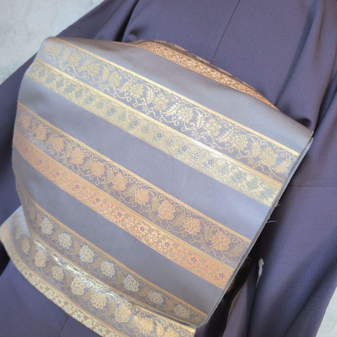 訪問着　フルセット　着物　正絹　暗紫　桜　かっこいい　祝い事　F前