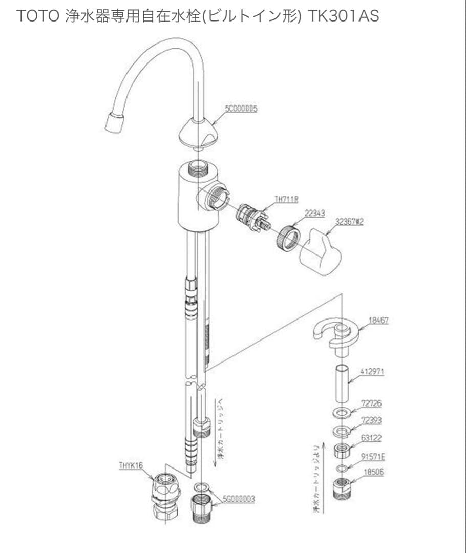 パン　新品　TOTO 浄水器+水栓　TK302B2 TK301AS
