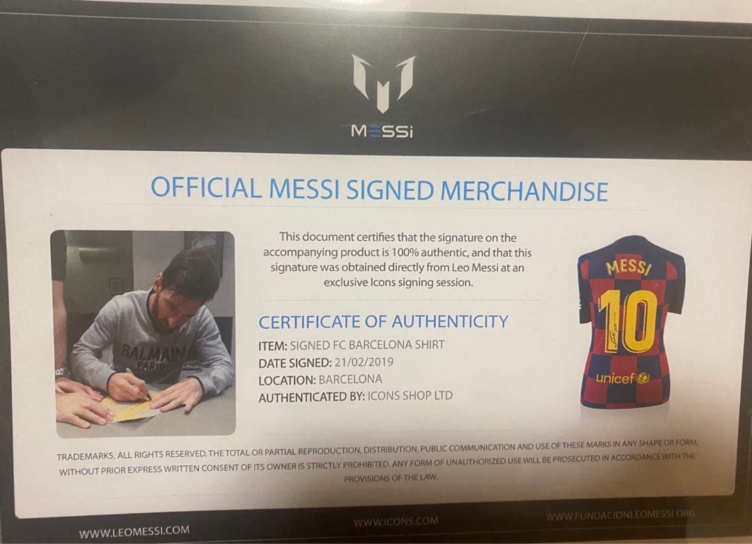 バルセロナ Icons リオネルメッシ直筆サイン入りユニフォーム 19/20