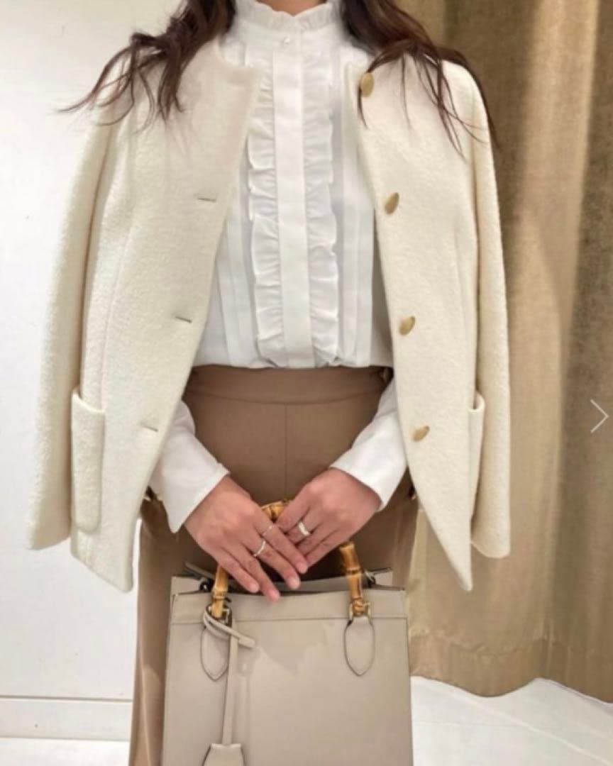 allureville シープパイルノーカラージャケット