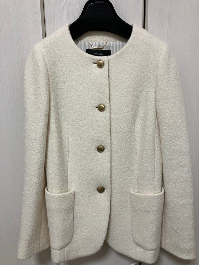 allureville シープパイルノーカラージャケット