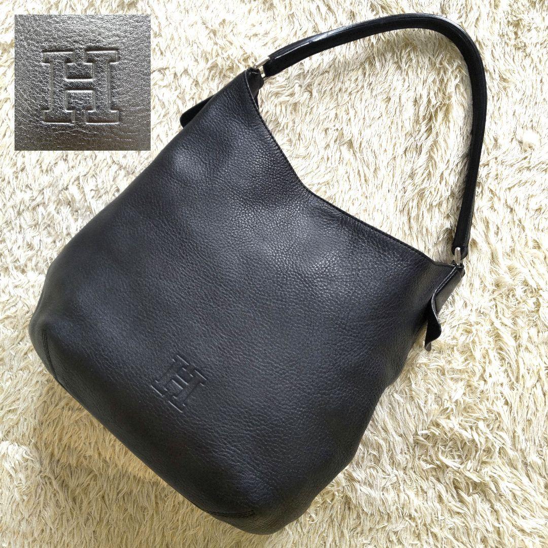 HIROFU ワンショルダー Hロゴ ブラック シボ革 ペットボトル収納可能