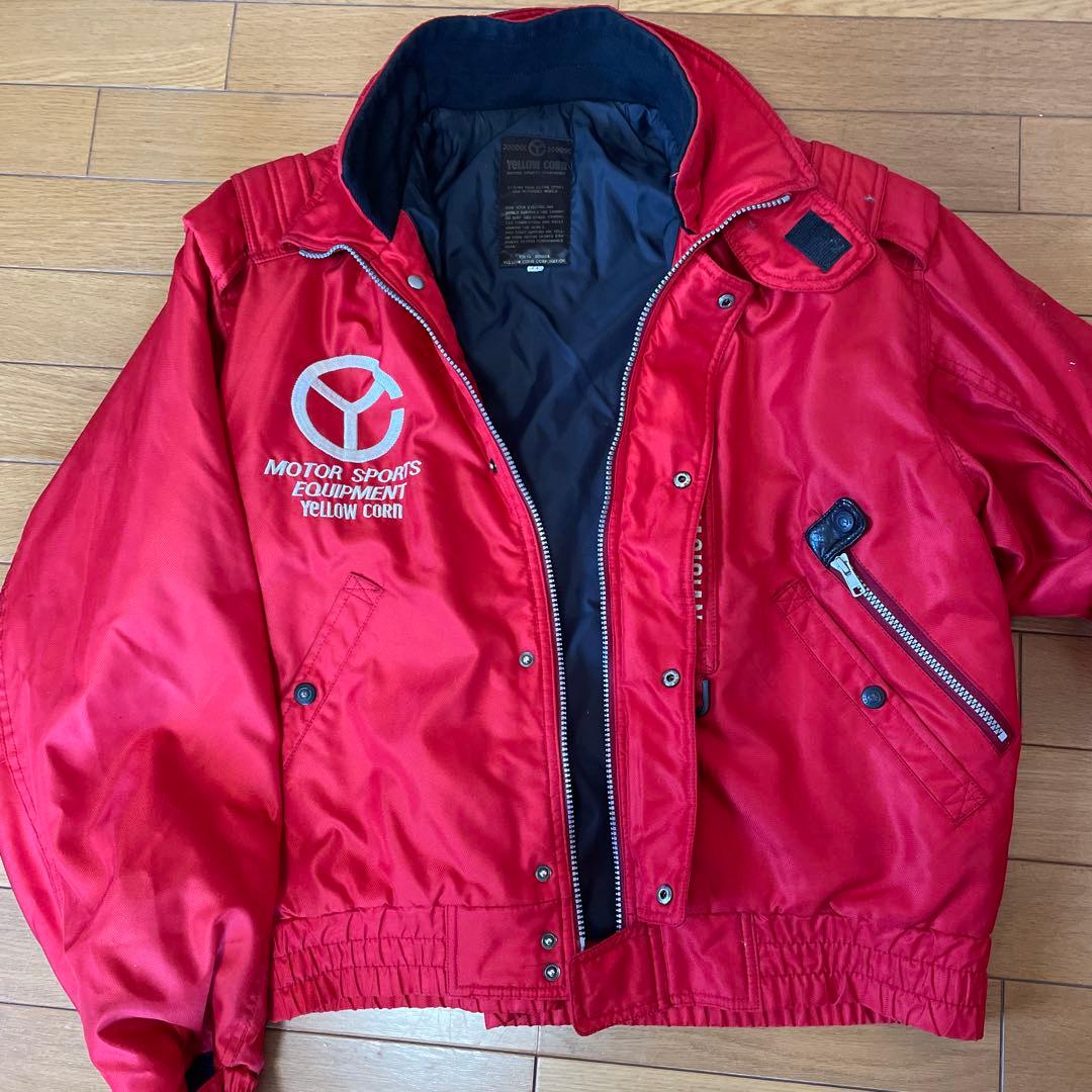 当時物イエローコーン ナイロン シングルライダース ジャケット 赤 LL