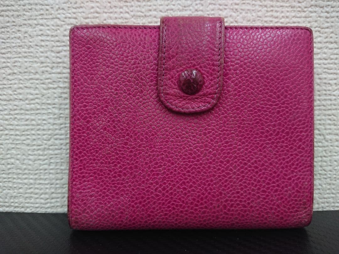 B レア シャネル CHANEL ココマーク キャビアスキン 二つ折り財布