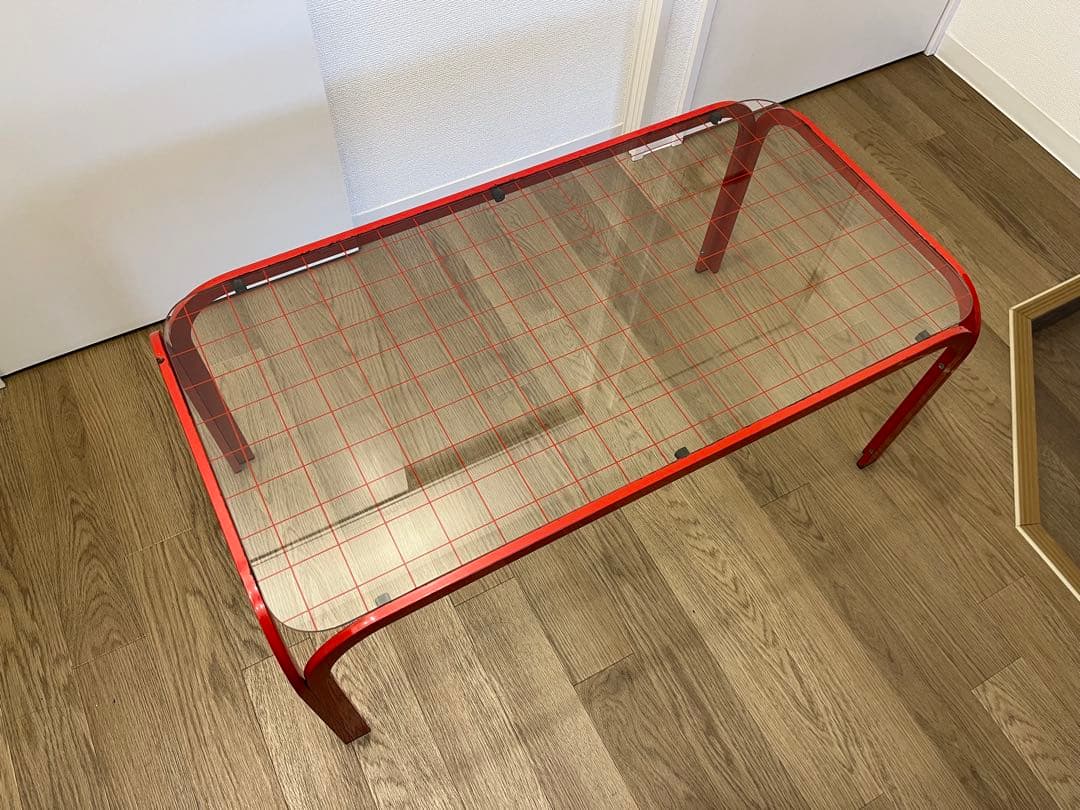 ガラステーブル　ミッドセンチュリー　80's 昭和レトロ