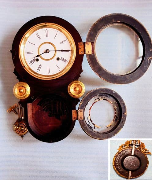 〈完動美品〉イングラハムIONIC, Gilt. 張四ツ丸達磨振り子時計　古時計