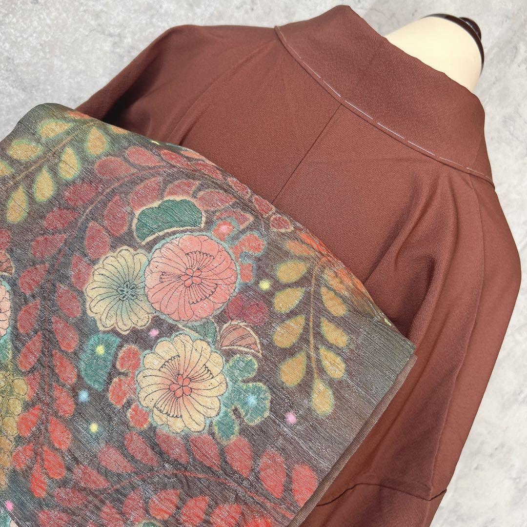 訪問着のみ　辻が花　ヤマト謹製　着物　正絹　茶色　裄丈68cm