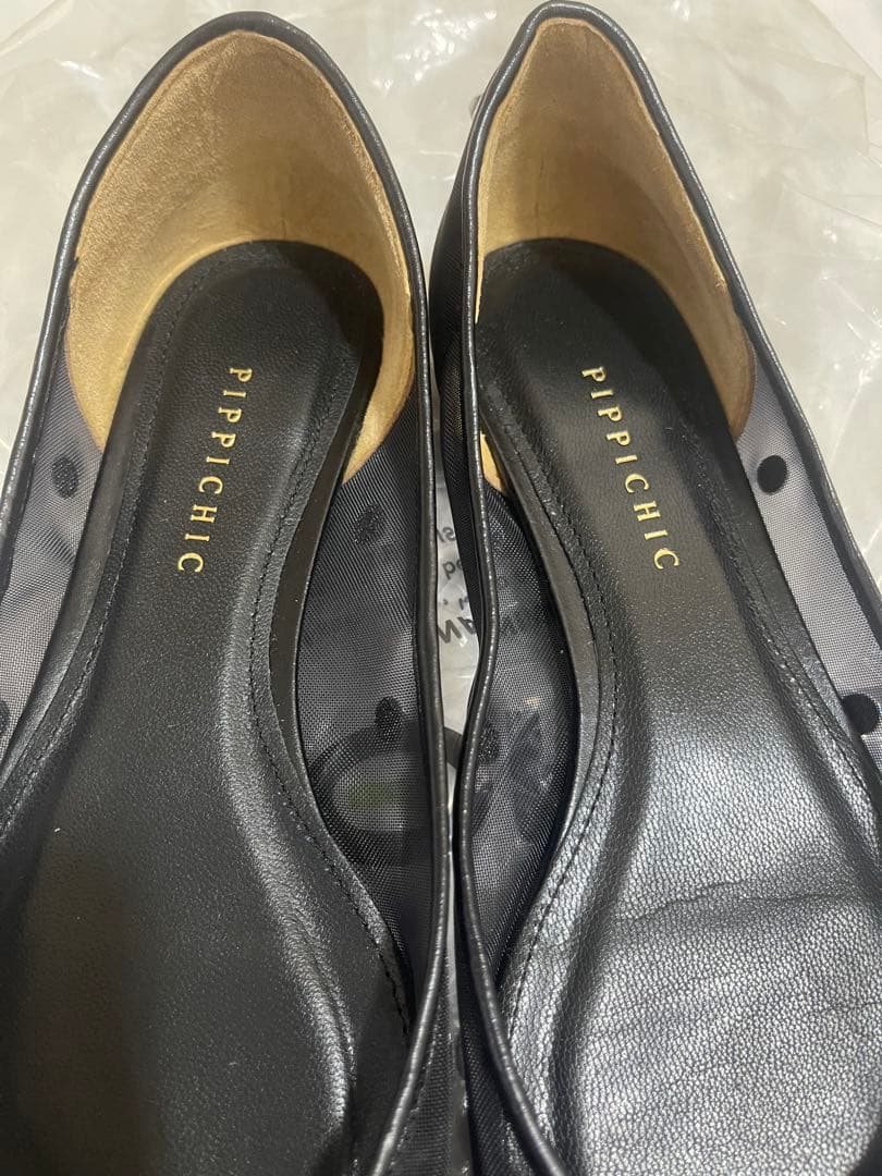 お値下げしました！PIPICHIC ビジューフラットシューズ 黒