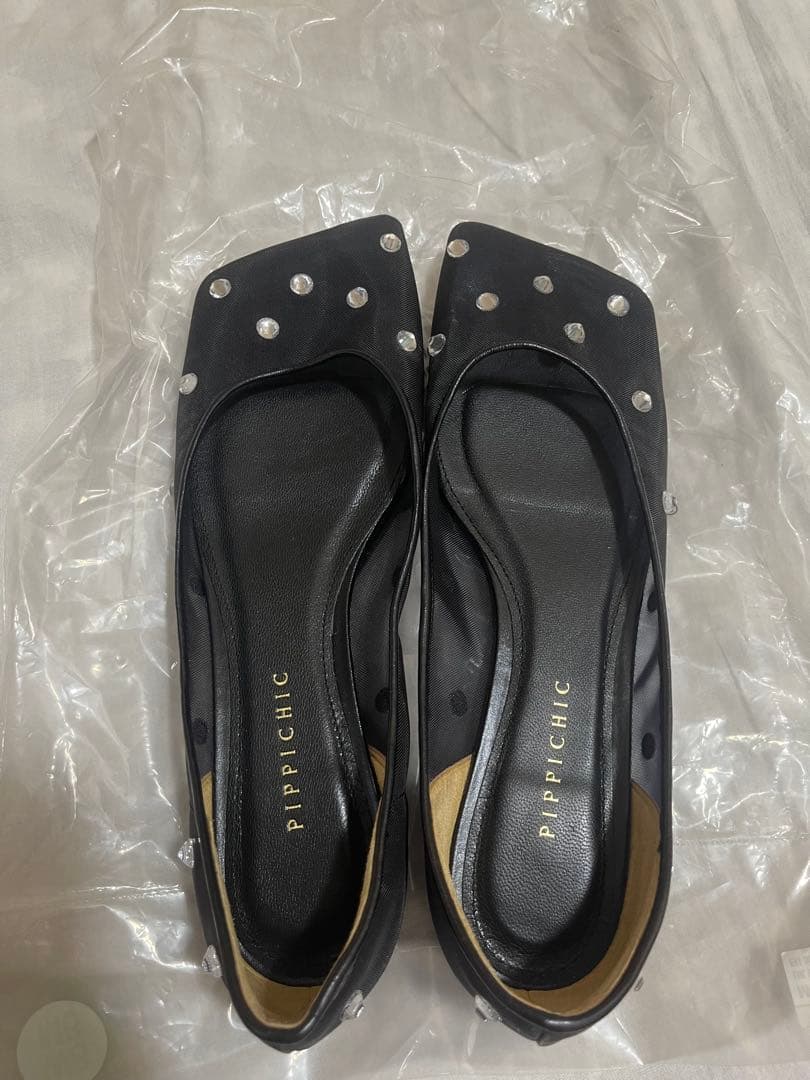 お値下げしました！PIPICHIC ビジューフラットシューズ 黒