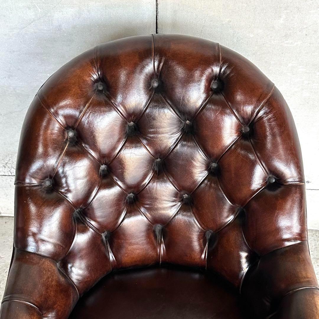 ★チェスターフィールド★総革 革張り ソファー　1人掛け　スプーンバックチェア