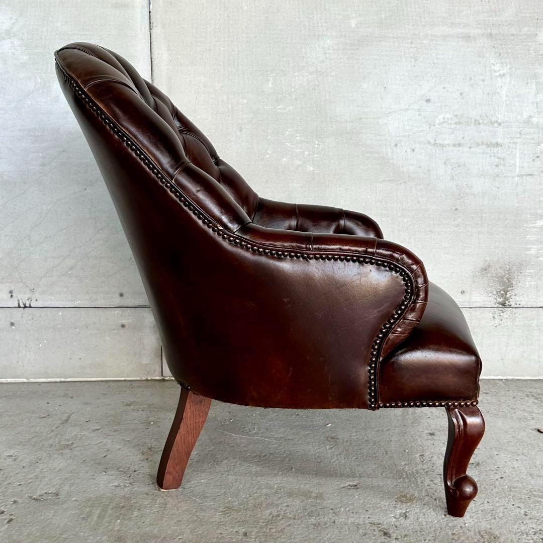 ★チェスターフィールド★総革 革張り ソファー　1人掛け　スプーンバックチェア