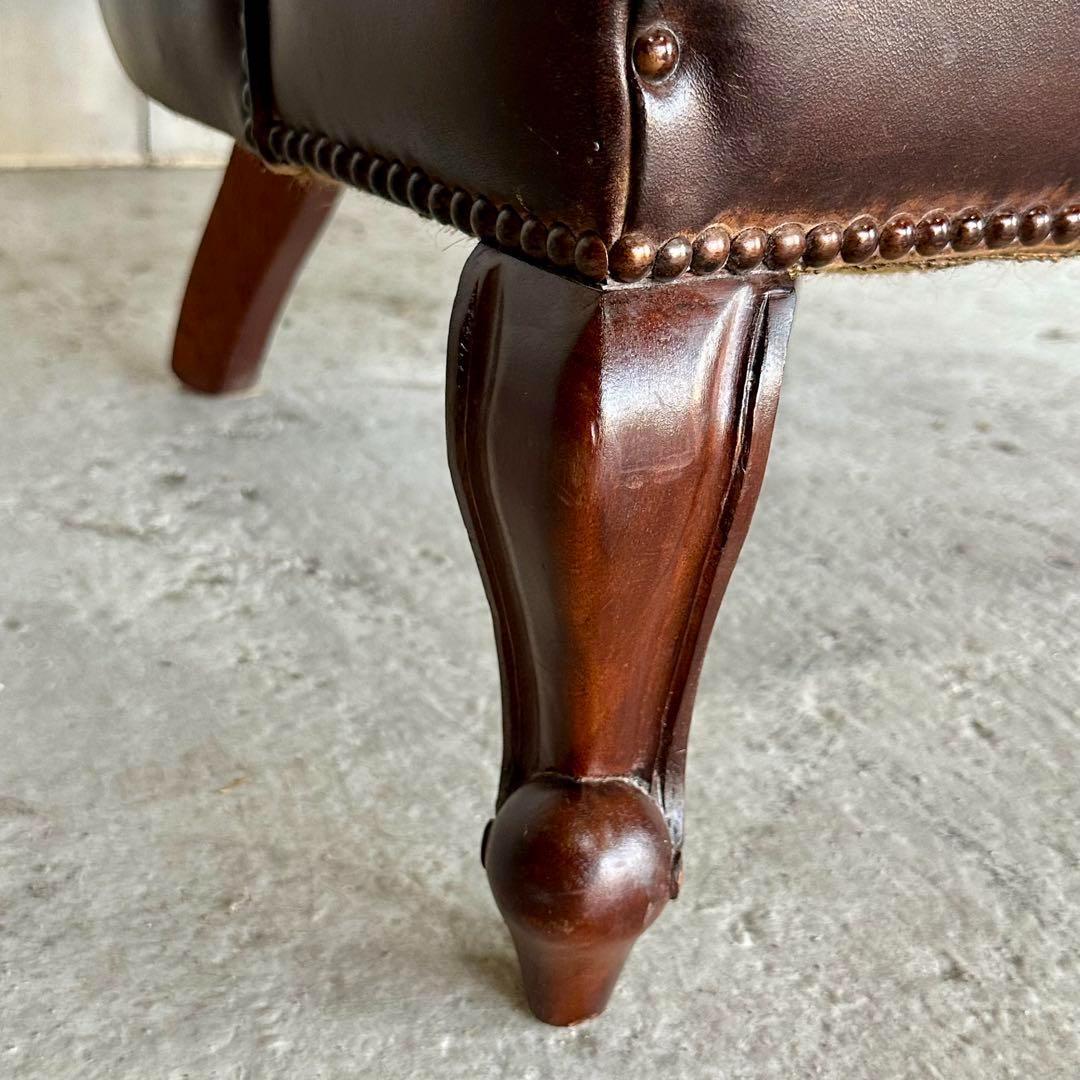 ★チェスターフィールド★総革 革張り ソファー　1人掛け　スプーンバックチェア