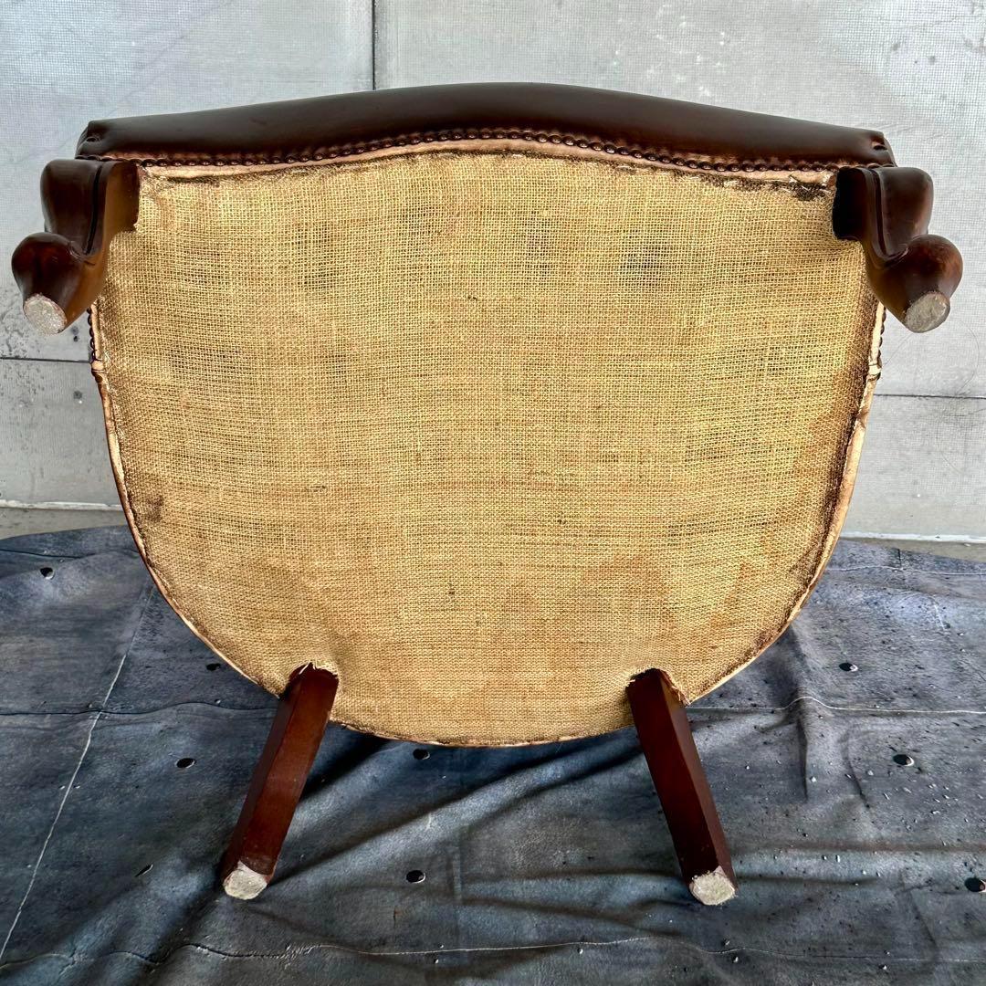 ★チェスターフィールド★総革 革張り ソファー　1人掛け　スプーンバックチェア