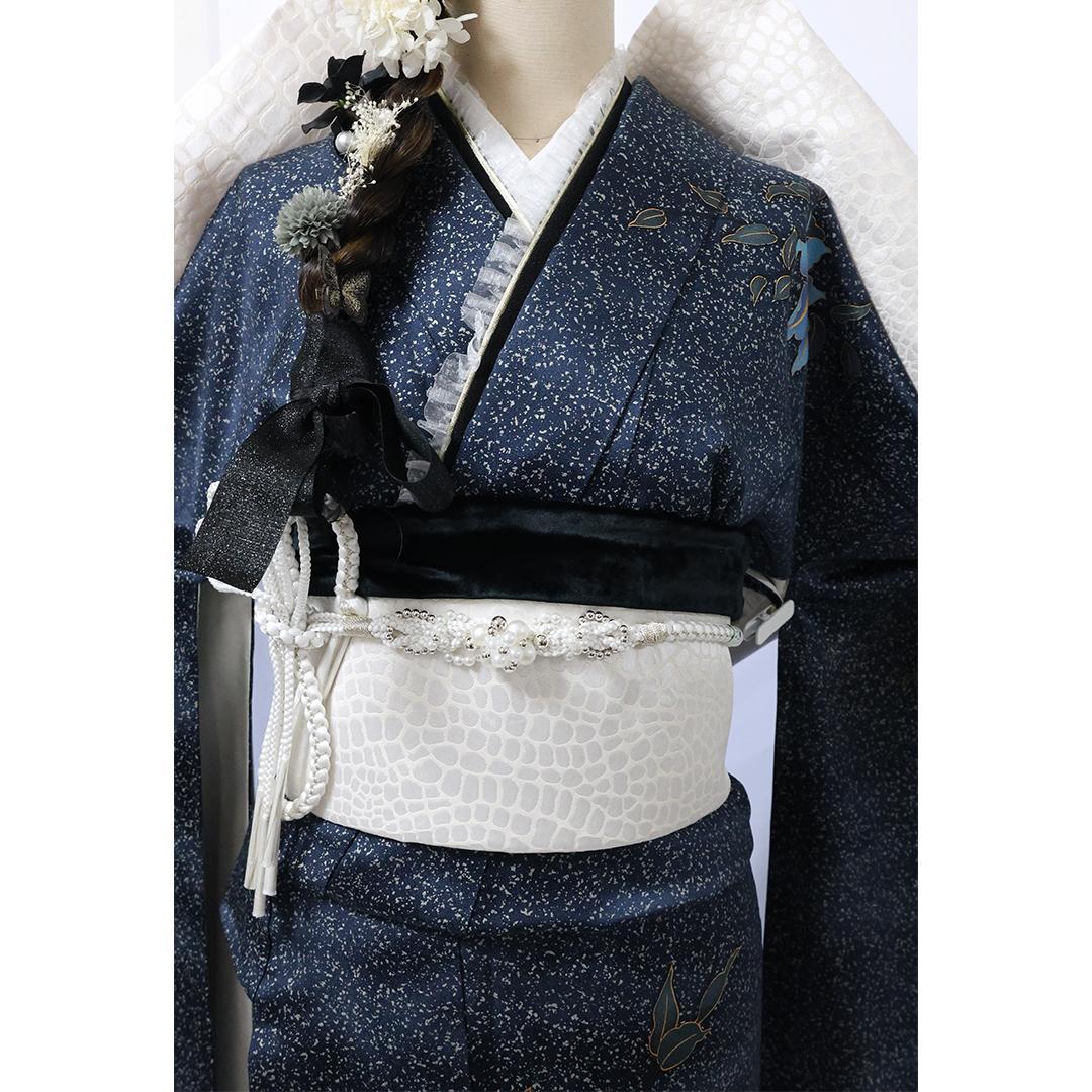 急ぎ対応可！極美品振袖セット ◆166.5cmフルセット成人式紺色新古品fB58