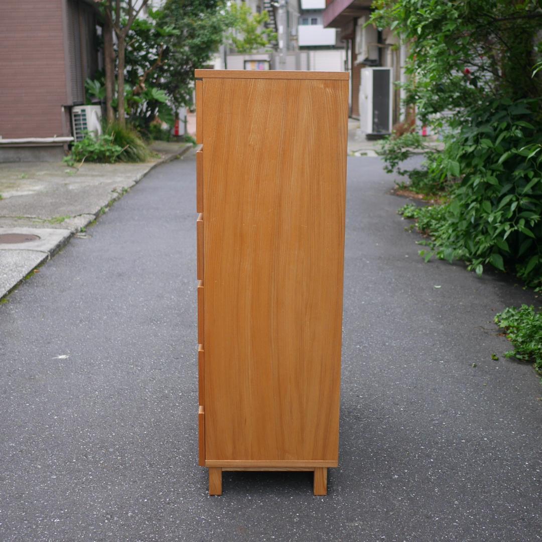 【廃盤】無印良品 MUJI 6段 チェスト 脚付き タモ材 引出し収納 洋タンス