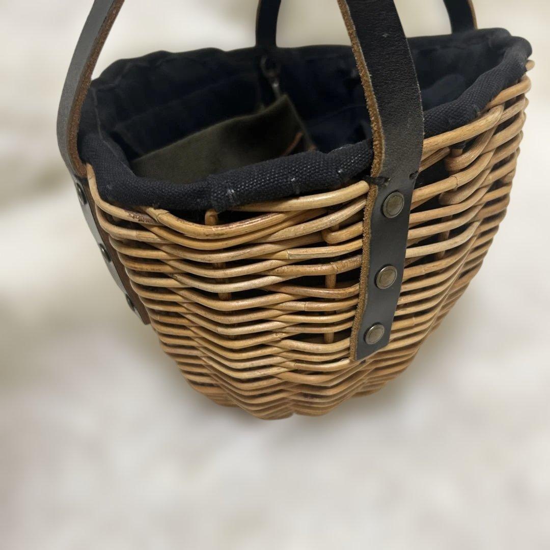 エバゴス　かごバッグ　カゴバッグ　ファー　レザー　被せ布　ナチュラル　バスケット