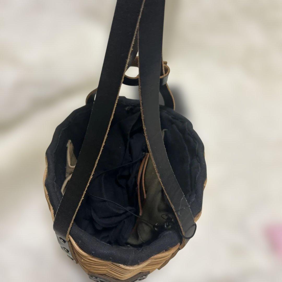 エバゴス　かごバッグ　カゴバッグ　ファー　レザー　被せ布　ナチュラル　バスケット