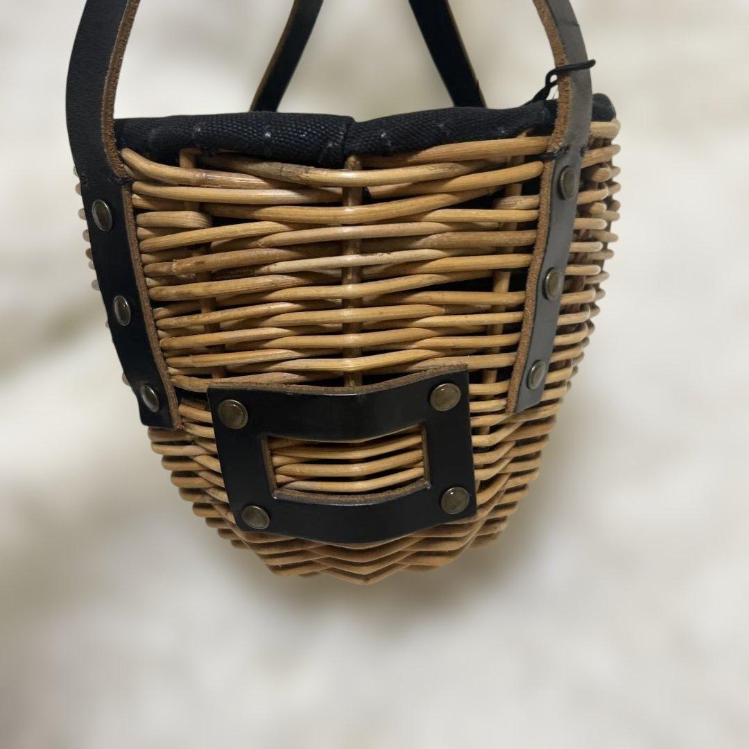 エバゴス　かごバッグ　カゴバッグ　ファー　レザー　被せ布　ナチュラル　バスケット