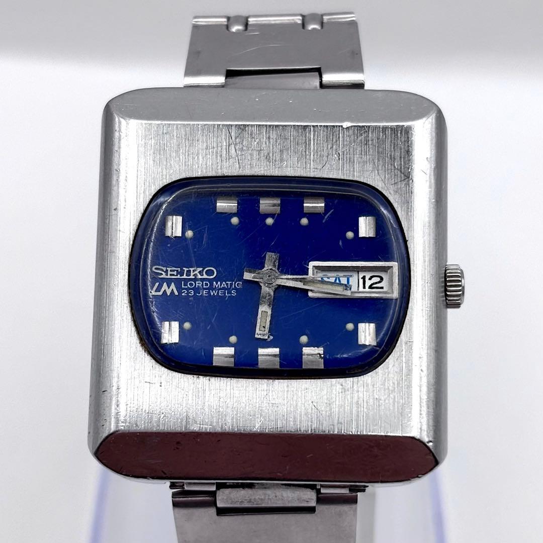 セイコー ロードマチック 青文字盤 スクエア アンティーク 23石 状態考慮