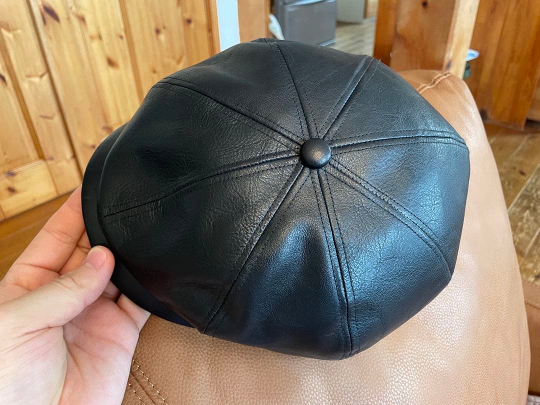 最終値下げ　calee キャスケット　大きめ　レザー　黒　日本製