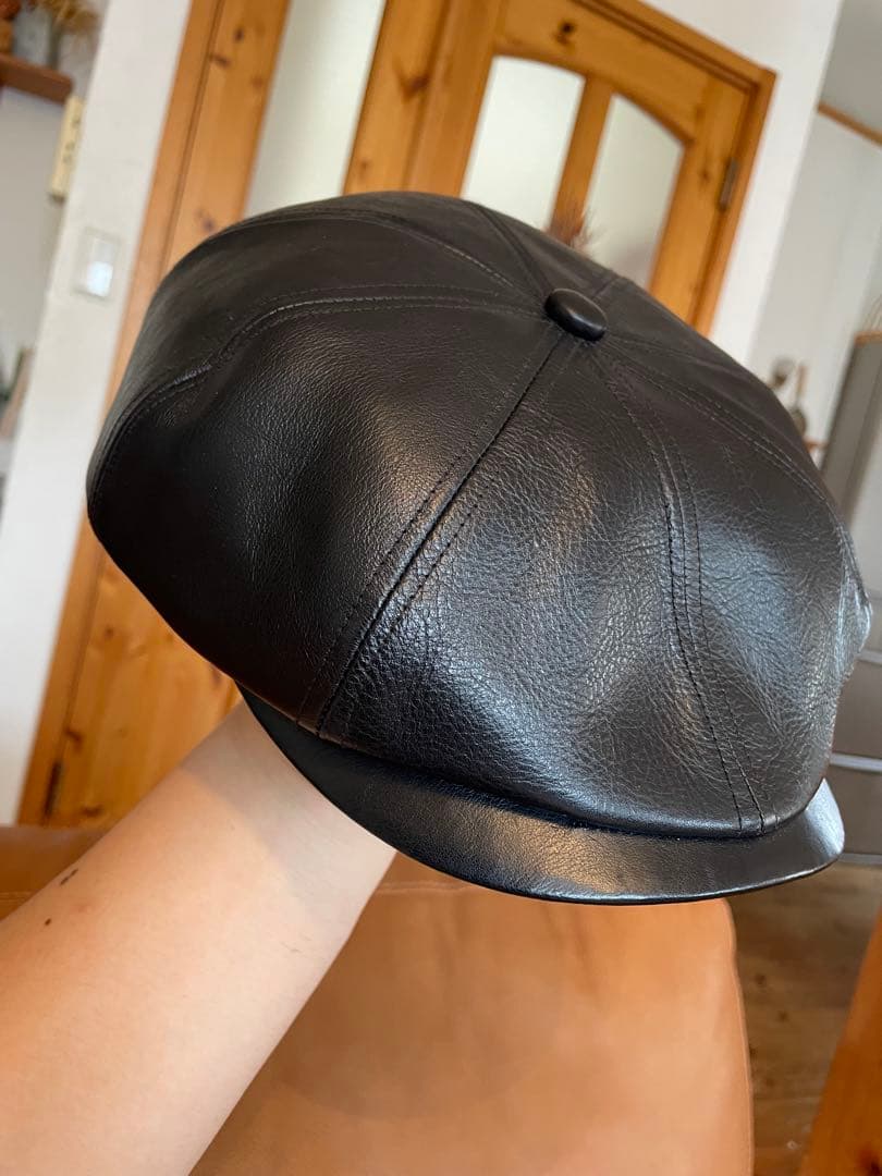 最終値下げ　calee キャスケット　大きめ　レザー　黒　日本製