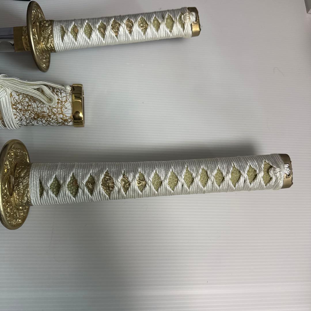 模造刀　大小セット　白金雲　台座付き　日本刀