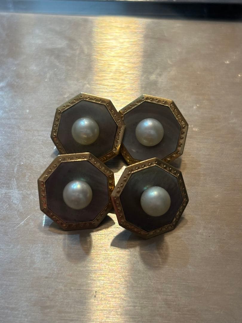 アンティーク ミキモト カブスボタン K14 YG パール シェル