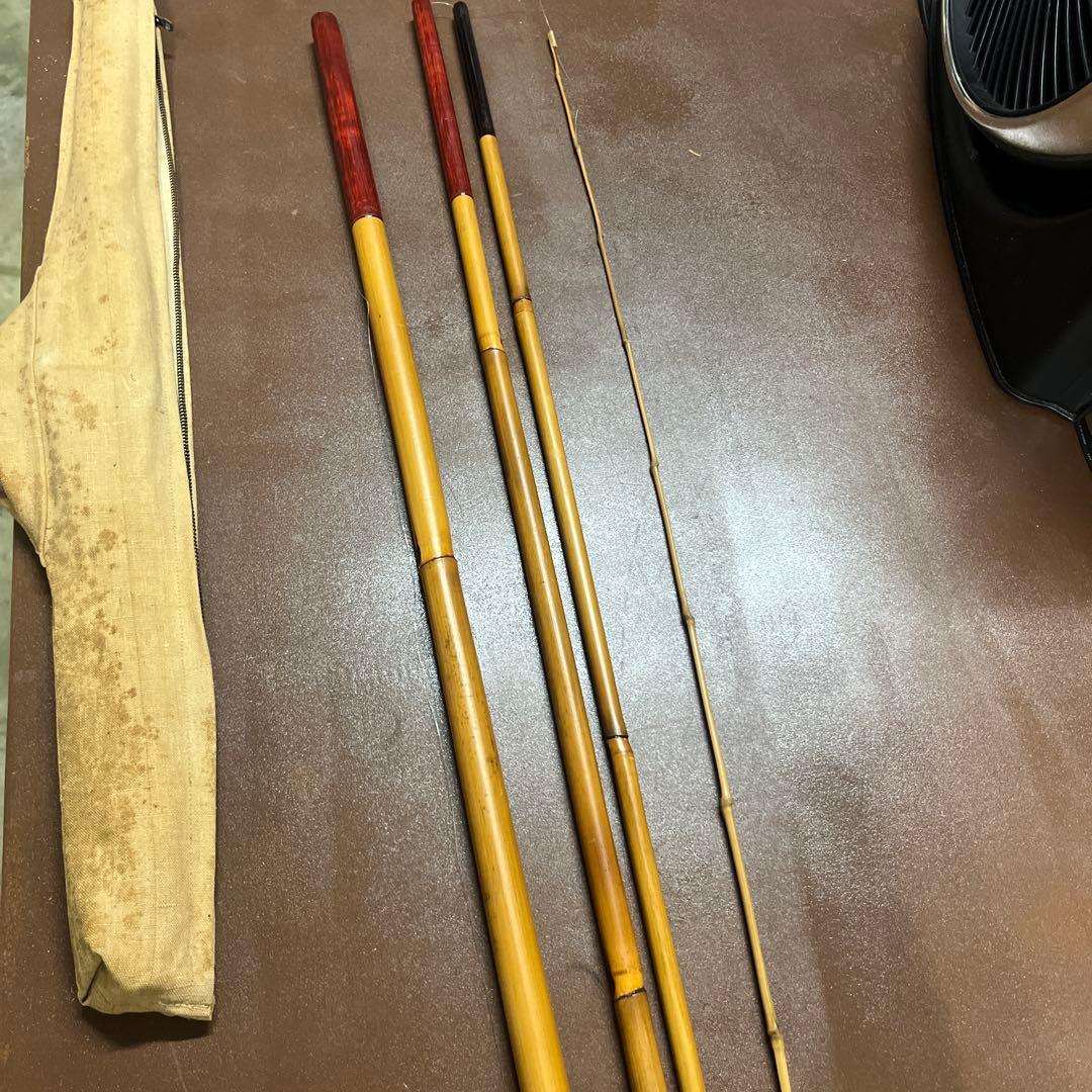 竹製分割式釣り竿 リール付き