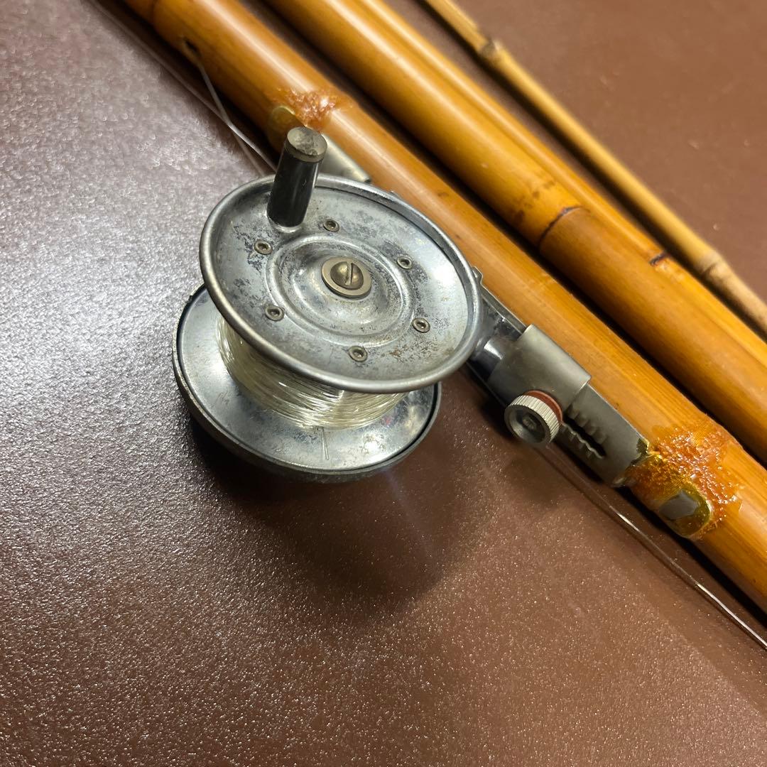 竹製分割式釣り竿 リール付き