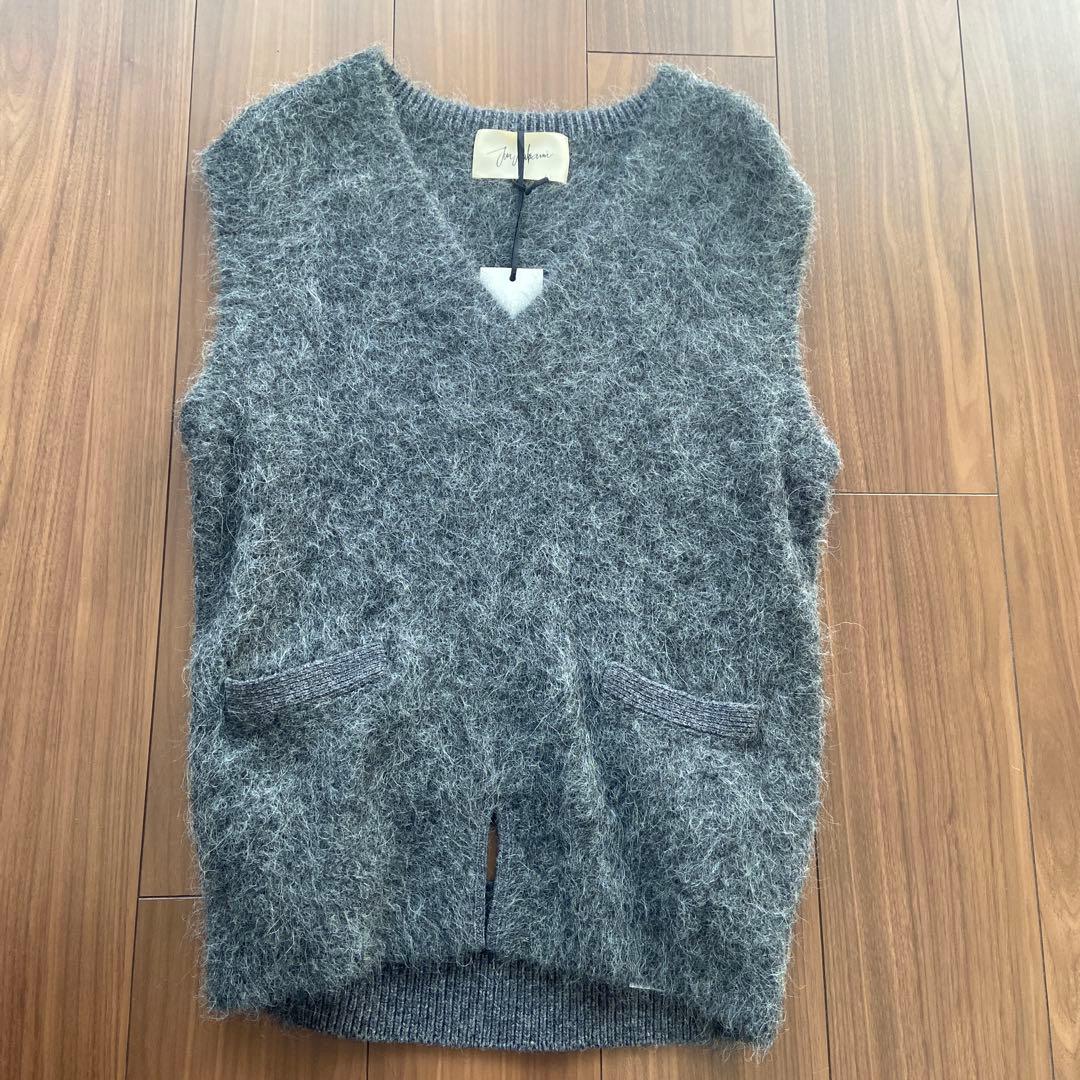 【美品】 ジュンミカミ グレー ニットベスト Vネック