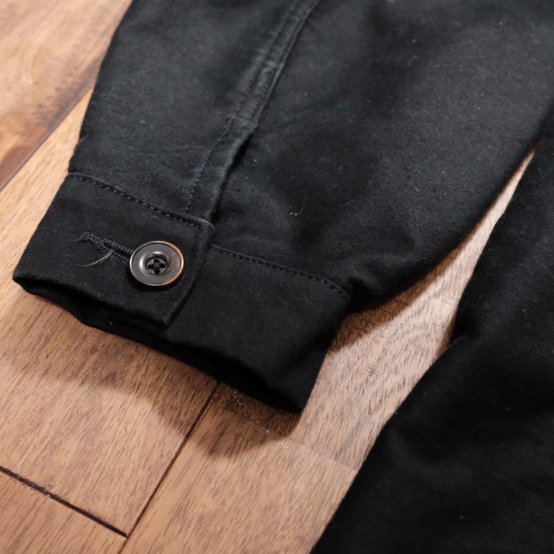 スタンドカラーダブルブレスト　ブラックモールスキンジャケット