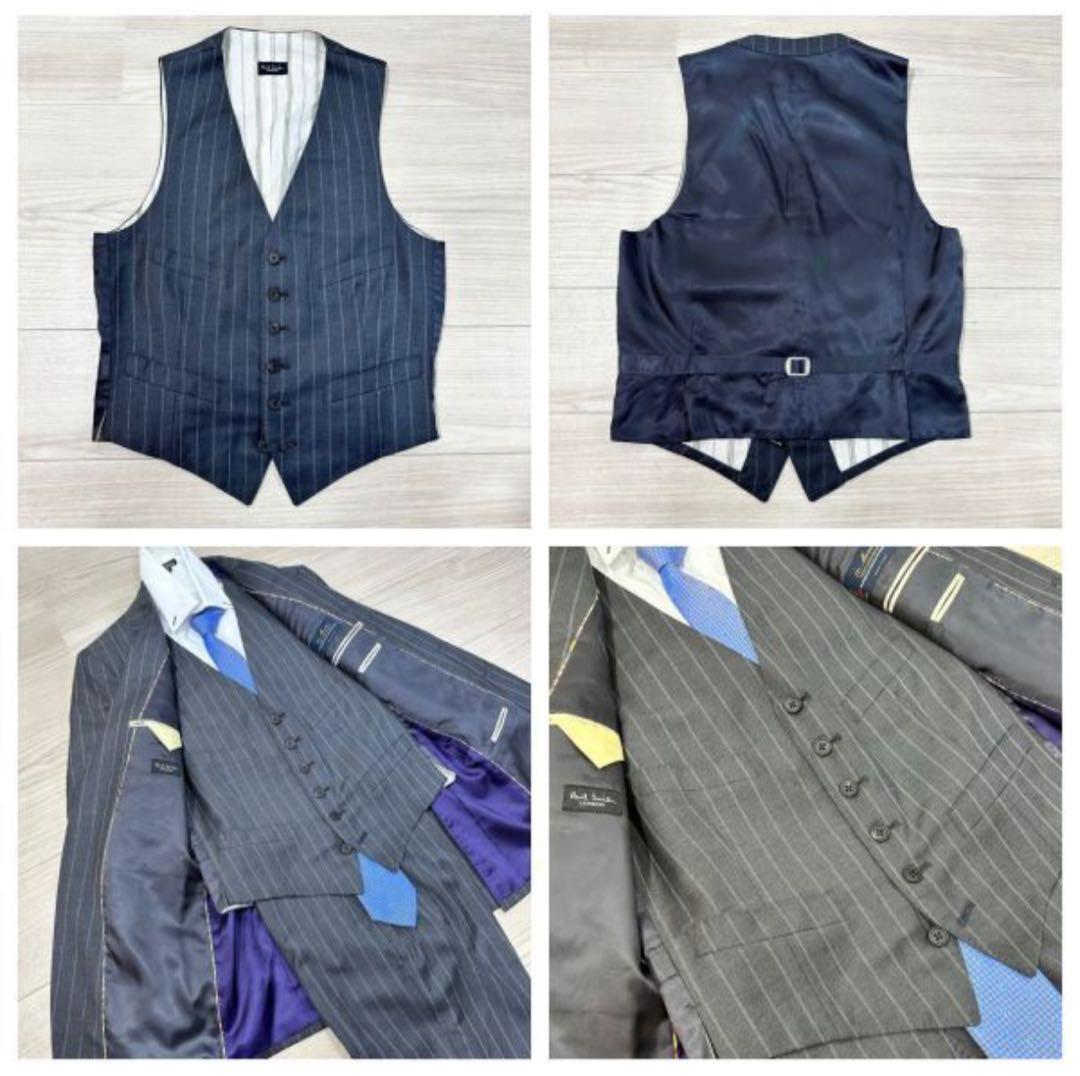 【最高級】 ポールスミス　3ピース　デルフィノ生地 グレー ストライプ