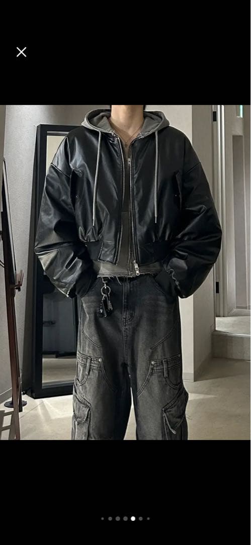 ジャケット・アウター RADIANT fakeleather 2way cropped blouson