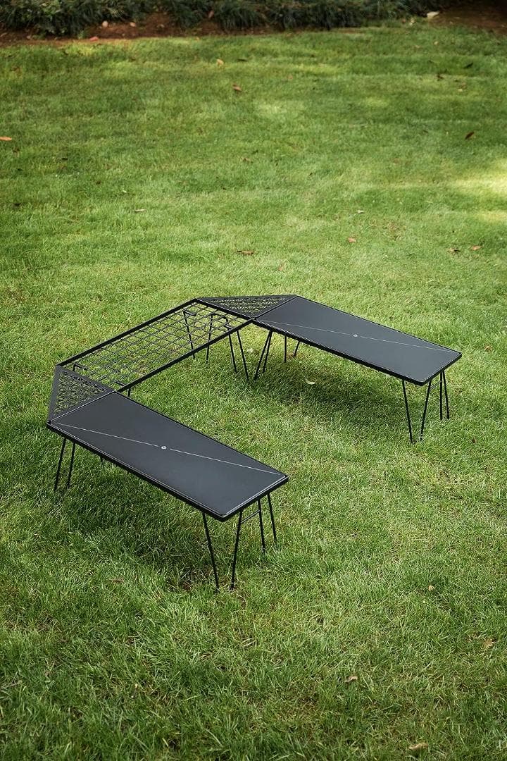 囲炉裏テーブル キャンプ ラック ミニマルラック コーナー天板 収納付き