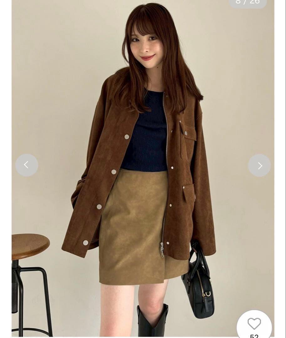 FRAY I.D レザーライクアシメタックミニスカート