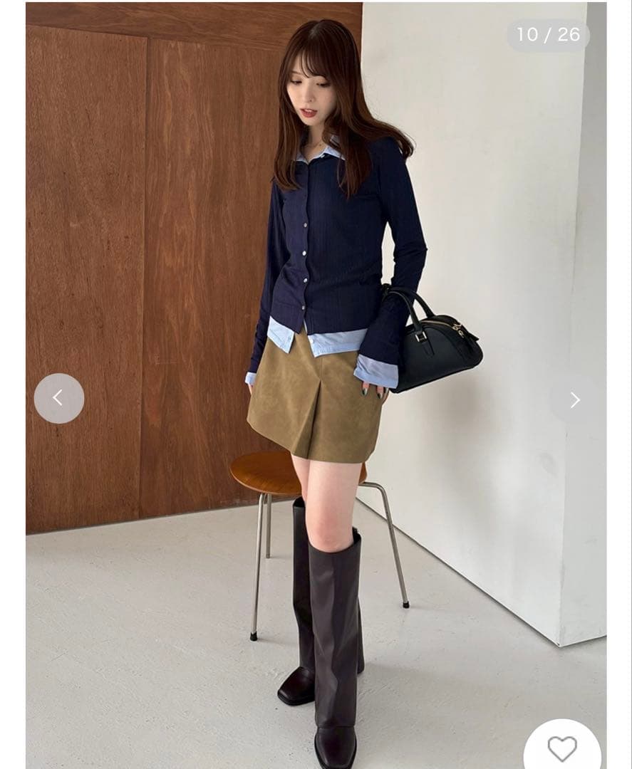 FRAY I.D レザーライクアシメタックミニスカート