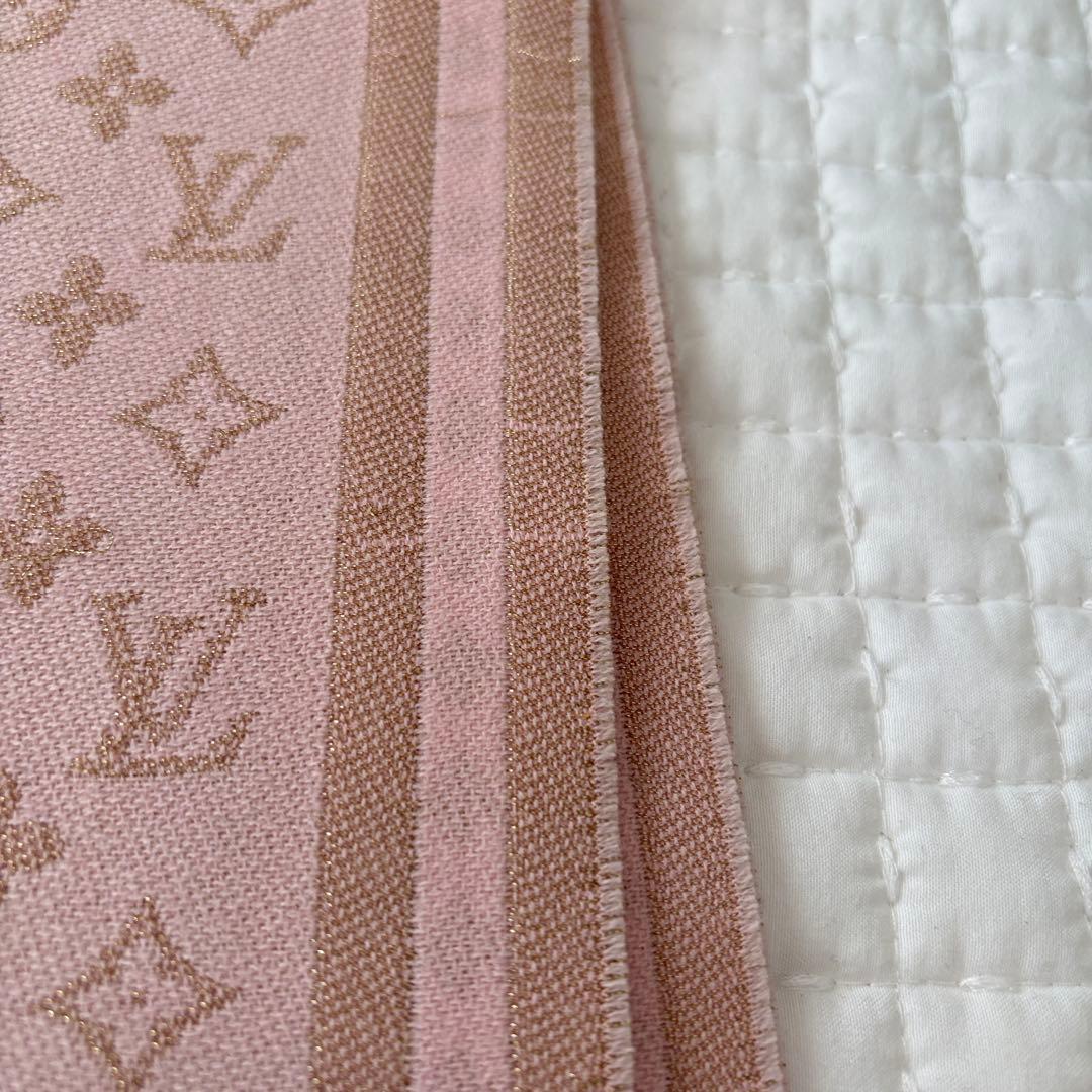 ✨【ルイヴィトン】モノグラム マフラー ピンク ウール カシミヤ