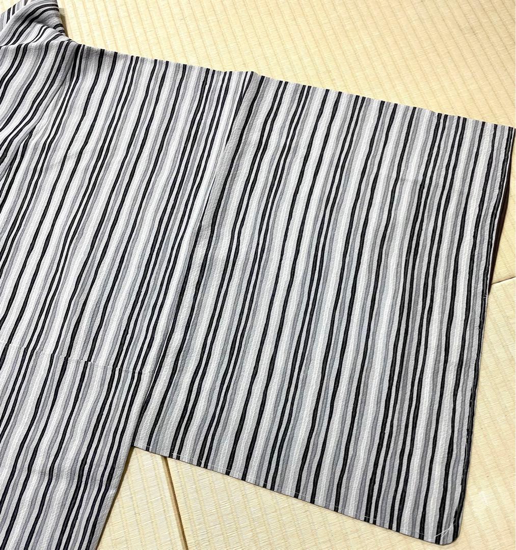 縞の染め グレー系 小紋