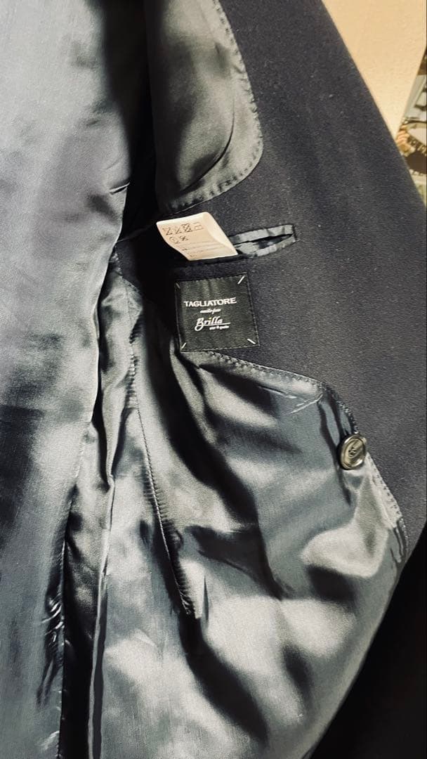 TAGLIATORE / RICH ウール ネイビー ダブルブレストコート 42