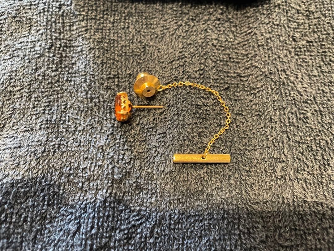 ネクタイピン タイピン タイタック　K18 18金　シトリン　トパーズ