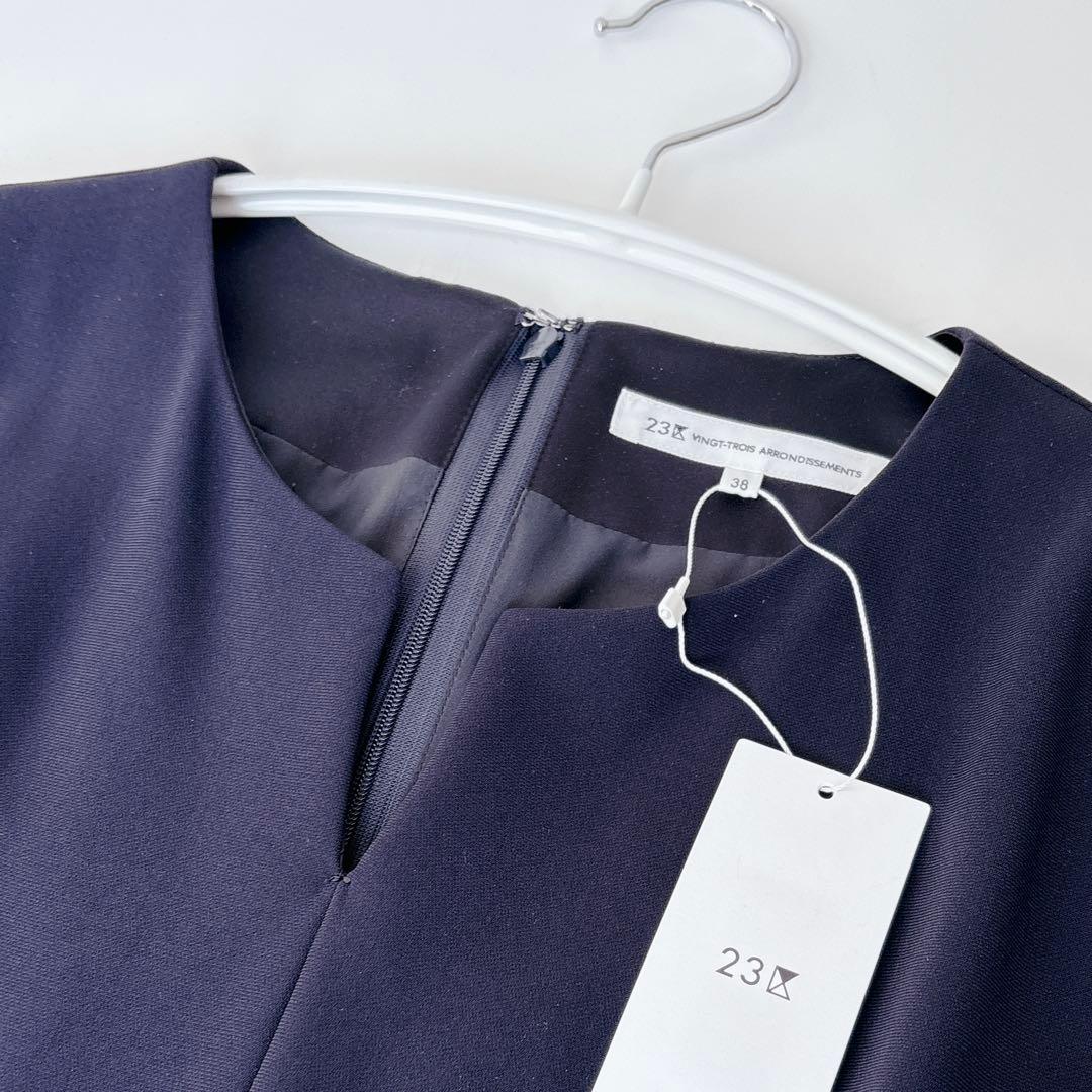 極美品✨23区×VERYコラボ トリアセダブルジョーゼットワンピース 38 紺色