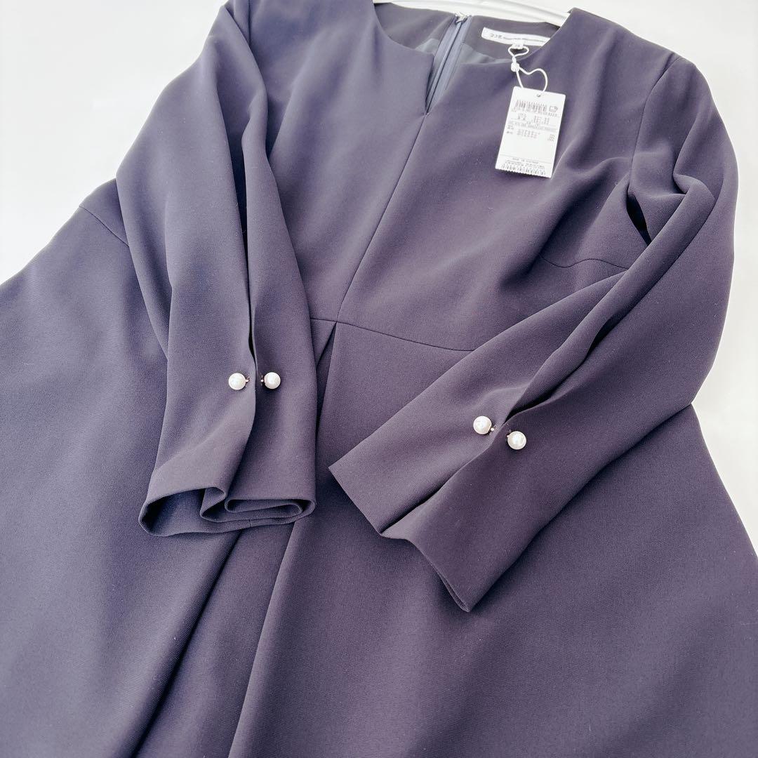 極美品✨23区×VERYコラボ トリアセダブルジョーゼットワンピース 38 紺色
