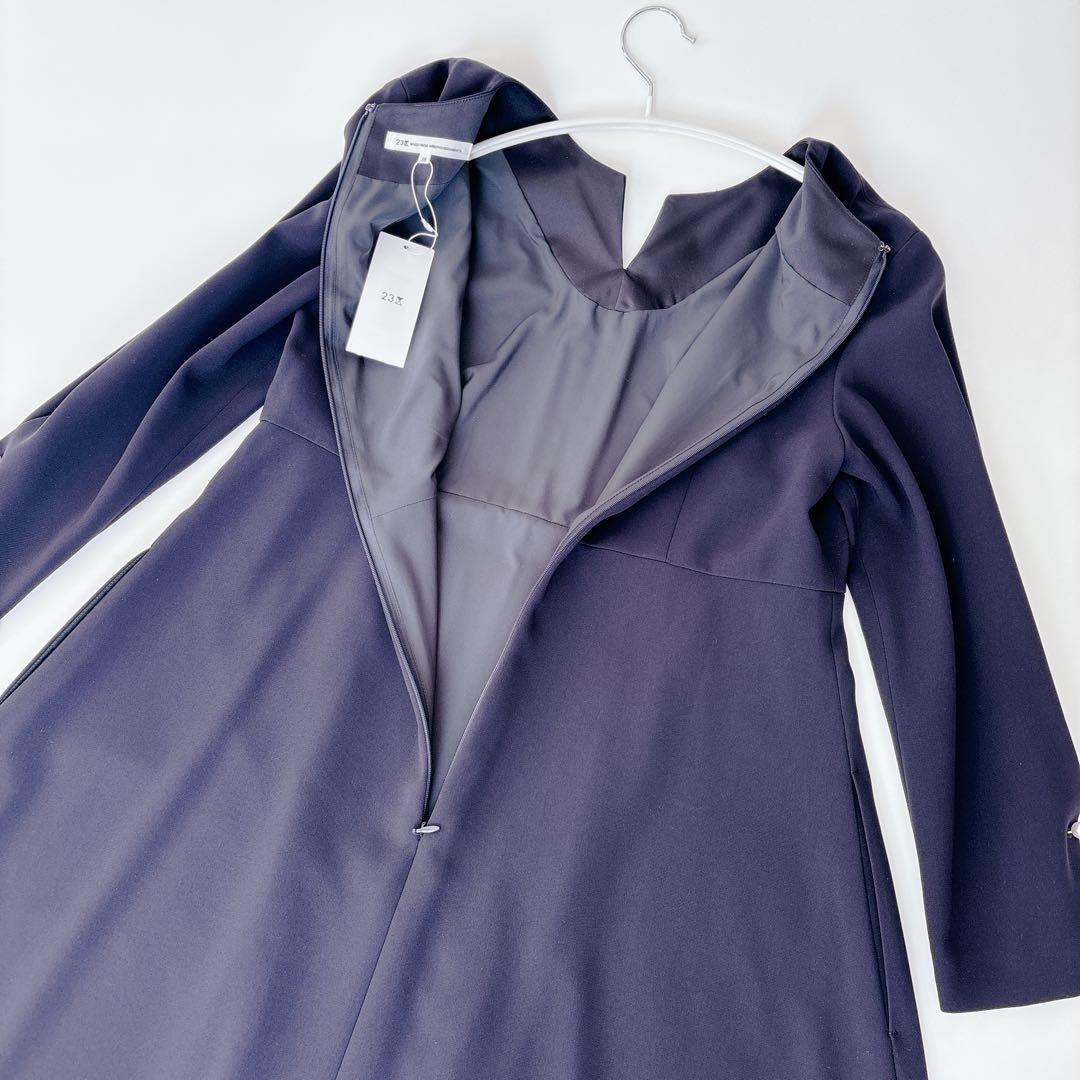 極美品✨23区×VERYコラボ トリアセダブルジョーゼットワンピース 38 紺色