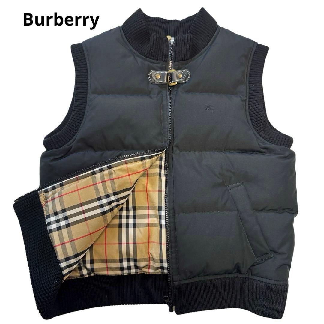 バーバリー Burberry ダウンベスト ノバチェック ホースロゴ 160A黒